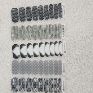 5 Jamberry Nail Wraps, Half Sheets Lot Gray Black White